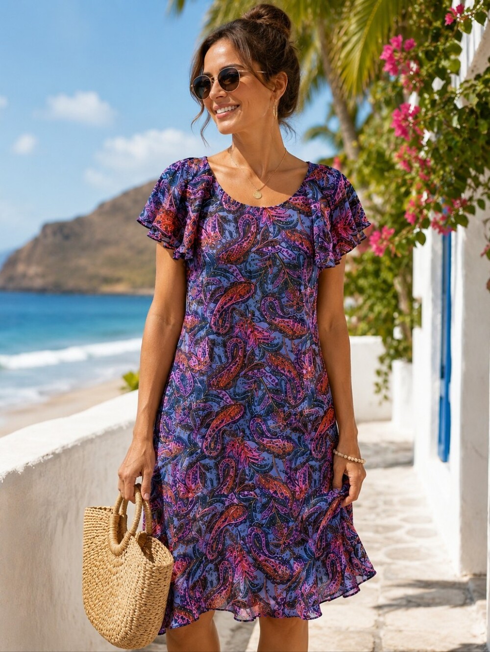 J.CREW SILK PAISLEY MERMAID DRESS SZ S 4